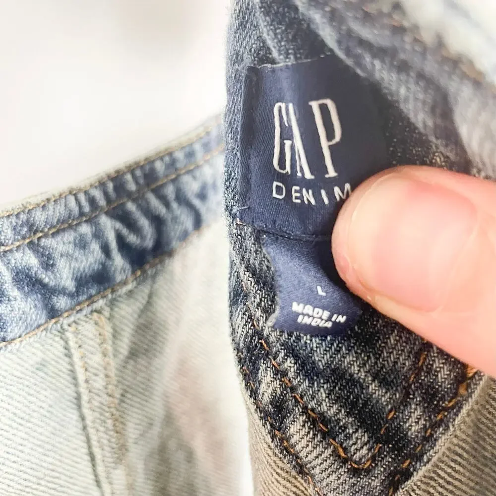 GAP Kids Distressed‎ Jean Overalls L Medium Indigo Denim